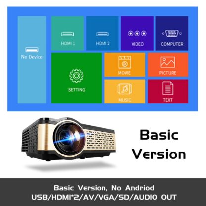 REAL TV W5 HD Mini Projector 4000 Lumens Android WIFI Bluetooth Portable Support 1080p for Smart phone HDMI USB VGA SD with Gift