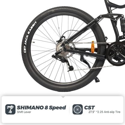 27.5 Inch Ebike, 250 W Middle Motor, 48 V 624 Wh Lithium-Ion Battery, Full Suspension E-Mountain Bike, Unisex for Men and Women, Pedelec MTB 8 Speed - Image 3