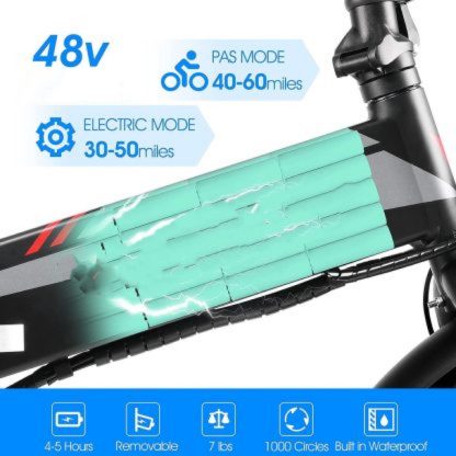 Electric Bike, 500W Motor 20" Fat Tire Electric Foldable Bikes for Adult, Shimano 7-Speed Snow Beach EBike with 13Ah Removable Lithium Battery, Folding Electric Bike Mountain Bike UL Certified - Image 6