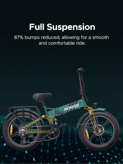 E Bike Men's Folding Electric Bicycle with 20 x 4.0 Inch Fat Tire, 16 Ah Removable Battery Long Range up to 150 km/110 KM, Full Suspension, 8 Gears, Engine Pro/Engine Pro 2.0 - Image 4