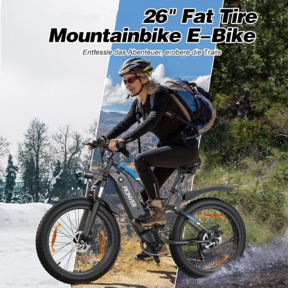 E Bike Men's 26 Inch 4.0 Fat Tyre Electric Mountain Bike with 48V16Ah/13Ah Battery, 80NM 250W Motor, 5 Riding Modes, Aluminium E-fatbike Electric Bicycle, Range 100-120 km - Image 6