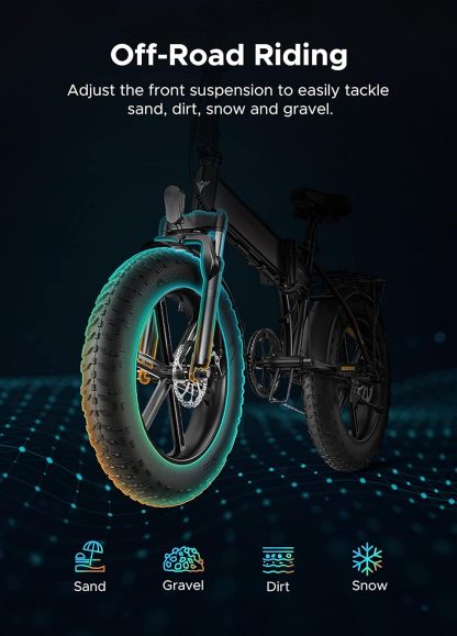 E-Bike Electric Bike Foldable | 20''×4.0" Fat Tires | 48V 13Ah Lithium Battery | Range 120KM | 7 Speed | 25KM/H - Image 5