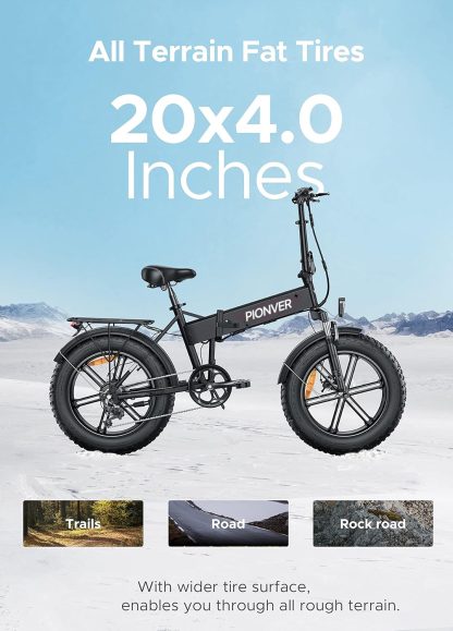 E-Bike Electric Bike Foldable | 20''×4.0" Fat Tires | 48V 13Ah Lithium Battery | Range 120KM | 7 Speed | 25KM/H - Image 7