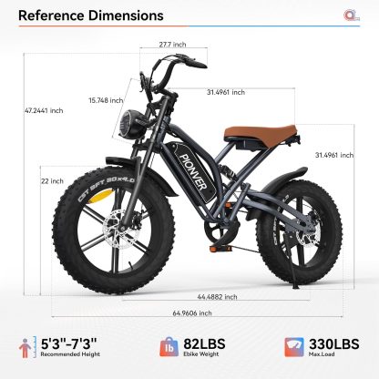 Electric Bike 20" x 4.0 Fat Tire 7 Speed Transmission System Front and Rear Mechanical Disc Brakes Adult Electric Bike Removable Battery 48V 14Ah - Image 5