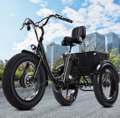 Electric Tricycle for Adults, 20" x 4.0 Fat Tire Electric Trike, Peak 500W 20MPH 36V 13Ah Lithium Battery UL Certified, Premium 80% Assembled Foldable 3 Wheel Electric Bicycle, Black - Image 9