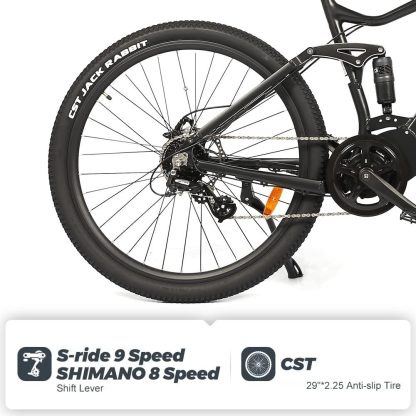Electric Mountain Bike 29", 250W Mid Drive Motor, 48V 13Ah Integrated Removable Battery, Full Suspension E-bike for Adults, Shimano 8 Speed - Image 5