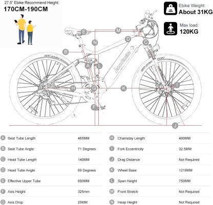 27.5 Inch Ebike, 250 W Middle Motor, 48 V 624 Wh Lithium-Ion Battery, Full Suspension E-Mountain Bike, Unisex for Men and Women, Pedelec MTB 8 Speed - Image 5