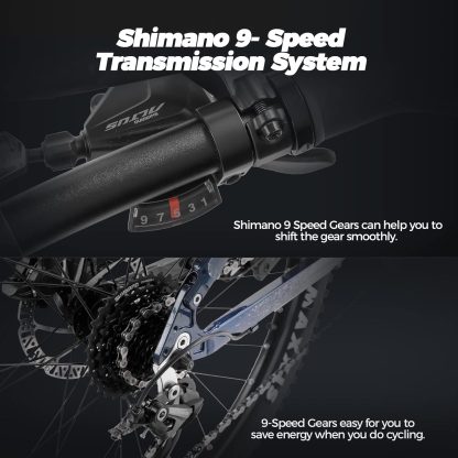 Electric Bicycle for Adults 31MPH 1000W Peak Electric Mountain Bike 48V 16A 60Mile 500W Mid Drive Motor 27.5" DH Lockable Fork Ebike Shimano 9-Speed Full Air Suspension Color Display - Image 8