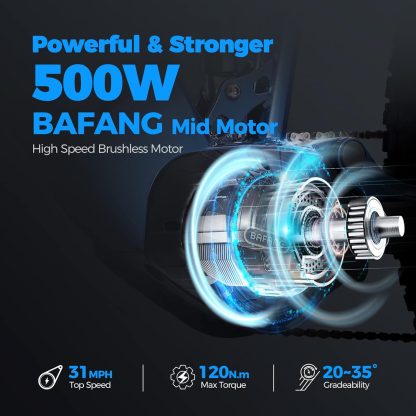 Electric Bicycle for Adults 31MPH 1000W Peak Electric Mountain Bike 48V 16A 60Mile 500W Mid Drive Motor 27.5" DH Lockable Fork Ebike Shimano 9-Speed Full Air Suspension Color Display - Image 3