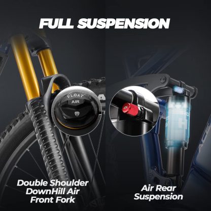 Electric Bicycle for Adults 31MPH 1000W Peak Electric Mountain Bike 48V 16A 60Mile 500W Mid Drive Motor 27.5" DH Lockable Fork Ebike Shimano 9-Speed Full Air Suspension Color Display - Image 7