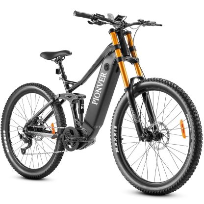 Electric Bicycle for Adults 31MPH 1000W Peak Electric Mountain Bike 48V 16A 60Mile 500W Mid Drive Motor 27.5" DH Lockable Fork Ebike Shimano 9-Speed Full Air Suspension Color Display
