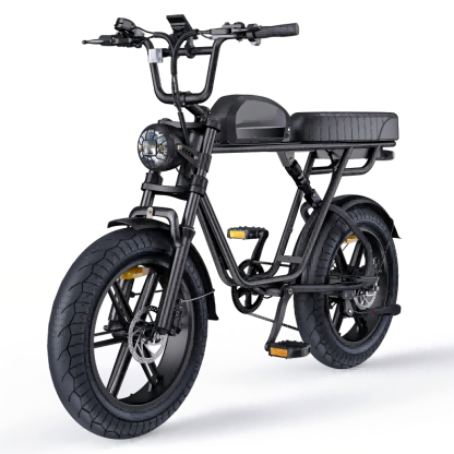 500W Electric Bike for Adults, 20MPH 20″ Fat Tires Moped Electric Bike, 48V Removable Dual Battery, 80KM-150KM Range, Full Suspension Dual DISC Brake for Snow Beach Mountain, Pure Black - Image 2